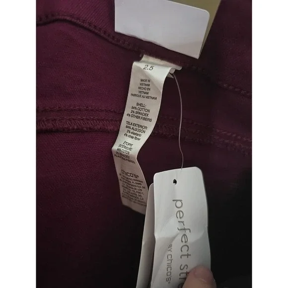NWT Chico's Burgundy Perfect Stretch Girlfriend Slim Ankle Pants Womans Size 14 - Picture 7 of 7